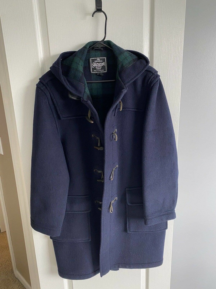 Gloverall Mens Duffle Coat Blue Classic Toggle Jacket England Sz 42 Large